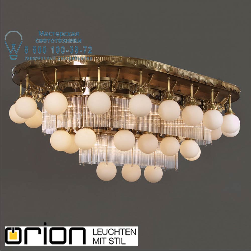 orion leuchten DLU 1660/18+12+3 alt-MS-oval/149 opal sm Adele Ceiling Light, 33 lamps, Antique Brass finish, with opal glasses потолочная люстра
