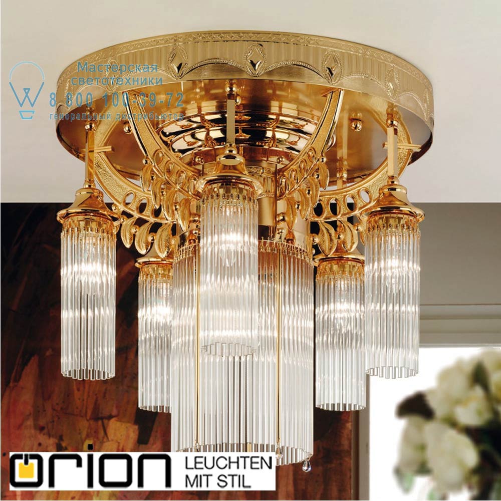orion leuchten DLU 1660/5+1 gold/Stäbchen Adele Ceiling Light, 6 lamps, 24K gold plated, with crystal glass sticks потолочная люстра