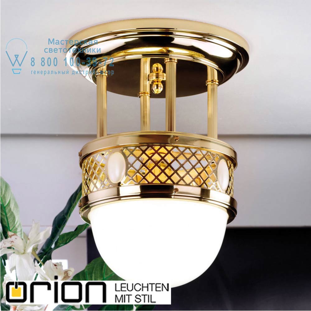 orion leuchten DL 7-556/1/250 MS/480 opal-glänzend Alt Wien Semi Flush Ceiling Light, Shiny Brass finish, 29cm потолочный светильник