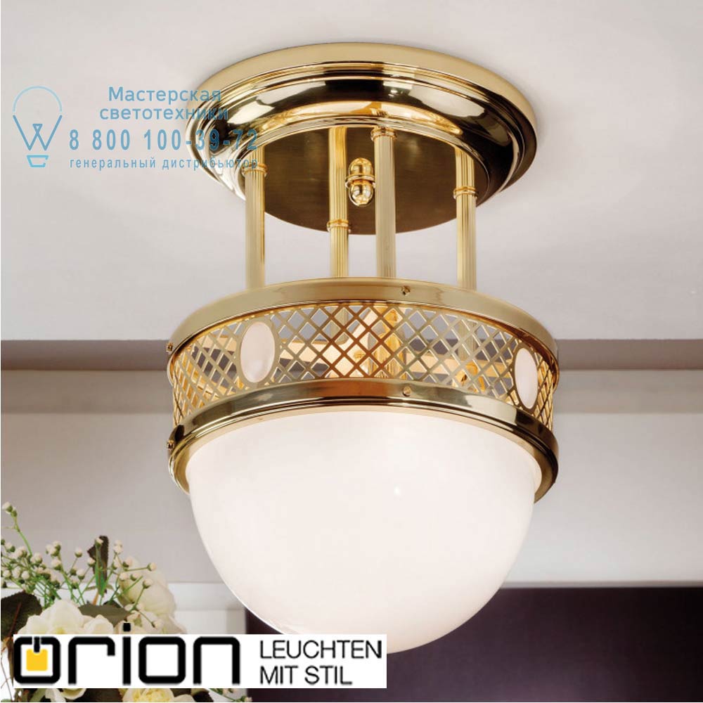orion leuchten DL 7-556/4/320 MS/481 opal-glänzend Alt Wien Semi Flush Ceiling Light, Shiny Brass finish, 33cm потолочный светильник