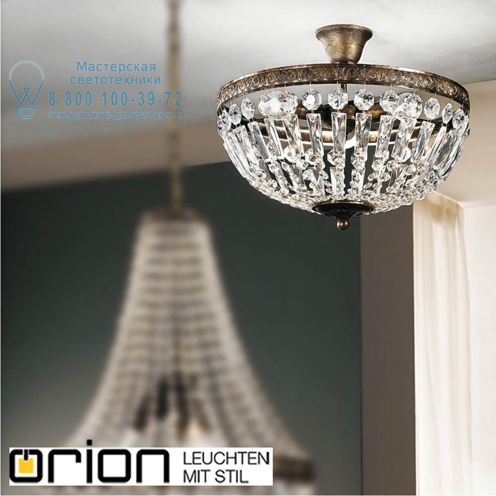orion leuchten DL 7-487/3 Antik/Kristall Arila Ceiling Light, Antique Finish with 3 lamps потолочный светильник
