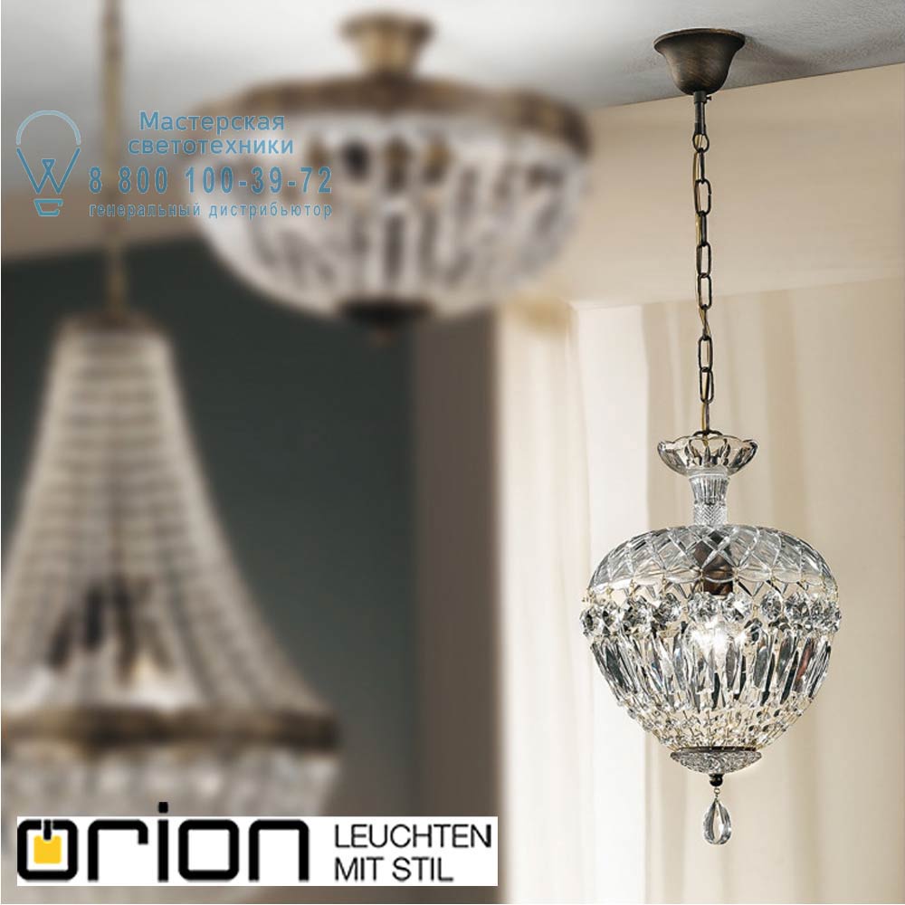 orion leuchten HL 6-1498/1 Antik/Kristall Arila Pendant, Antique Finish with 1 lamp подвесной светильник
