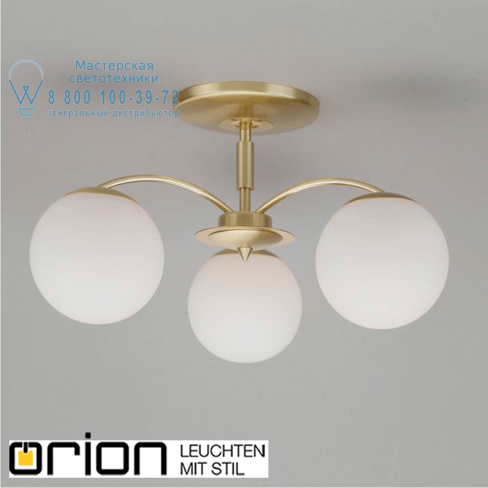 orion leuchten DLU 1623/3 MS-matt/444 opal Artdesign Ceiling Lamp, 3 lamps, Brushed Brass finish потолочная люстра