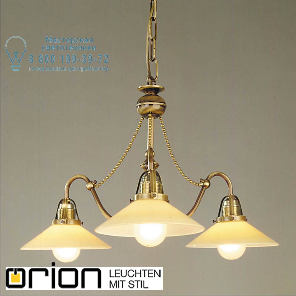 orion leuchten LU 1410/3 Patina/363 champ Artdesign Chandelier in Antique Brass finish, champagne glasses, 3 lamps люстра
