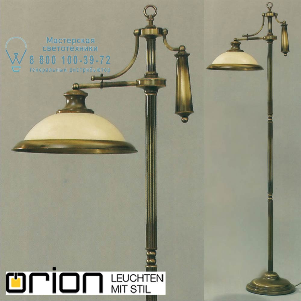orion leuchten Stl 12-843/1 Patina/355 champ Austrian Old Lamp Floor Lamp, Antique Brass finish with champagne glass shade торшер
