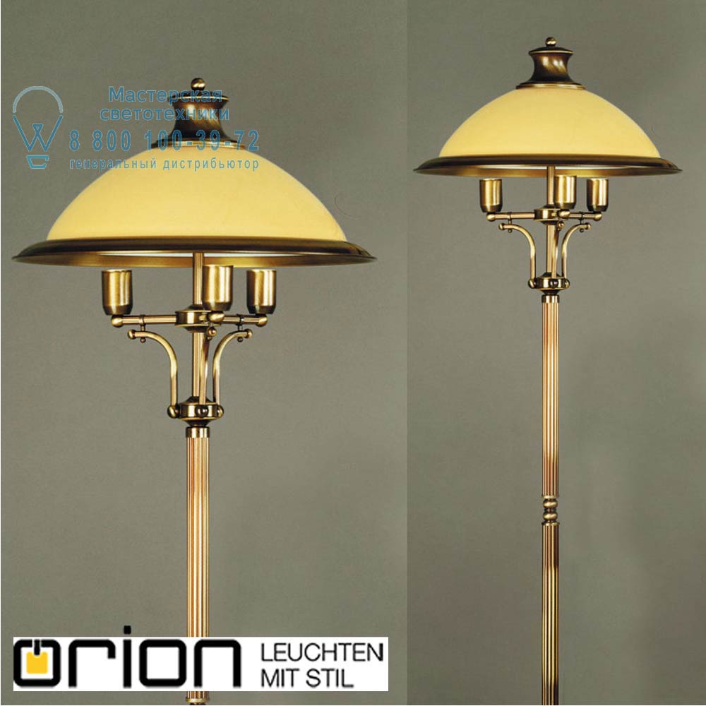 orion leuchten Stl 12-846/3 Patina/356 champ Austrian Old Lamp Floor Lamp, Antique Brass finish with large champagne glass shade торшер