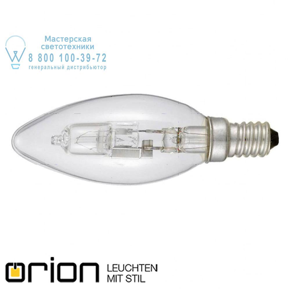 orion leuchten E14/20W klar ES *FO* Bent Tip Candle, Eco Halogen, 20W галогенная лампа