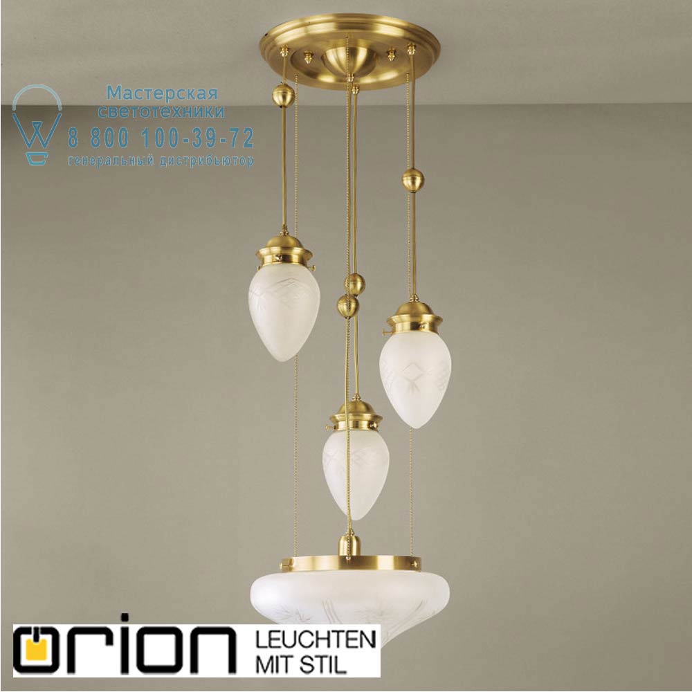orion leuchten DLU 1488/3+1 bronze/376 klar-matt + 400 Budapest Ceiling Light with 3+1 satin diffused cut glasses, bronze finish потолочная люстра