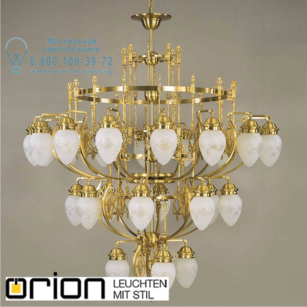 orion leuchten LU 1440/16+8+4 bronze/376 klar-matt Budapest chandelier, 28 lights in bronze finish with satin diffused cut glasses люстра