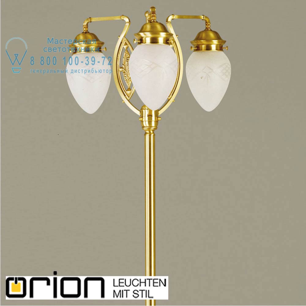 orion leuchten Stl 12-910/3 bronze/376 klar-matt Budapest Floor Lamp in bronze finish with 3 satin diffused cut glasses торшер