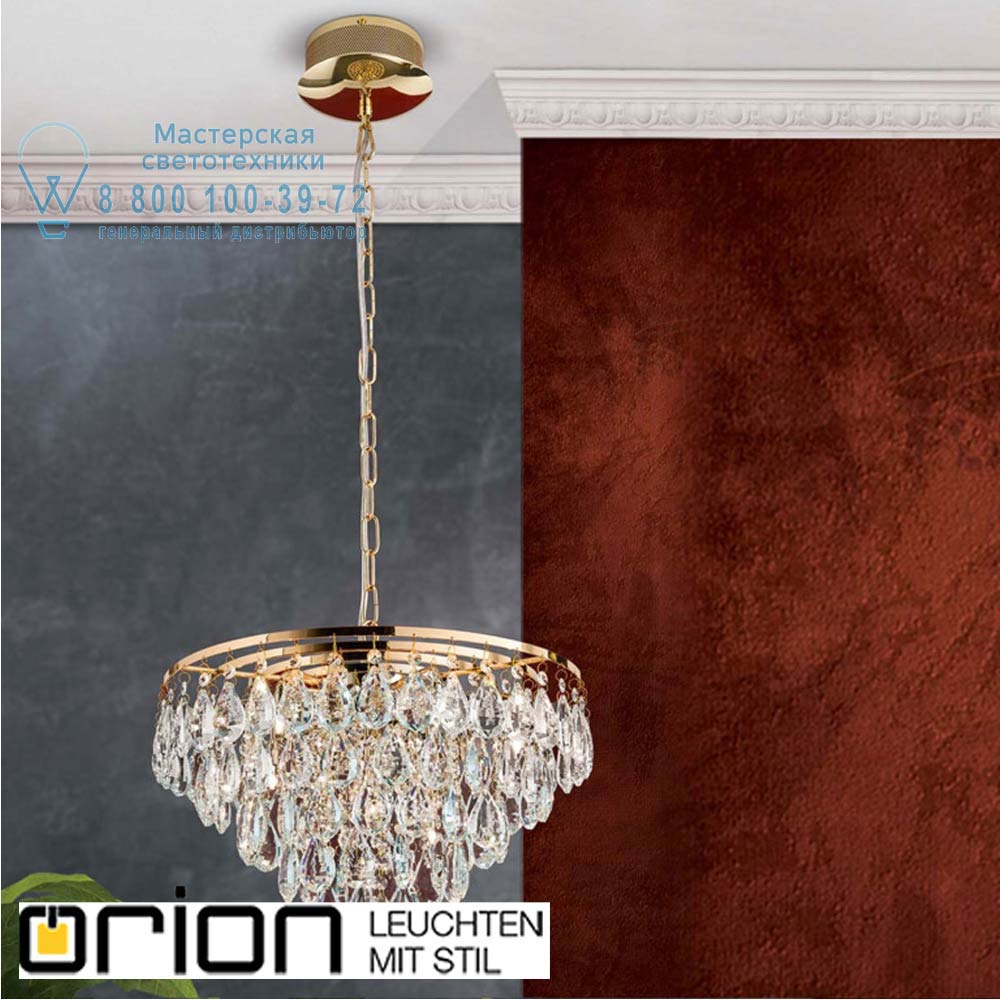 orion leuchten HL 6-1617/12 gold Celeste crystal pendant lamp, gold finish люстра