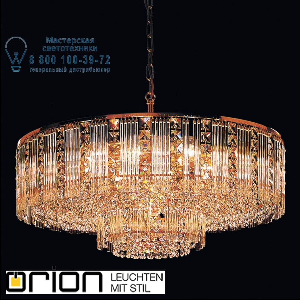 orion leuchten LU 2284/9/63 gold Classic round crystal chandelier, dia. 63cm, 24K gold plated люстра