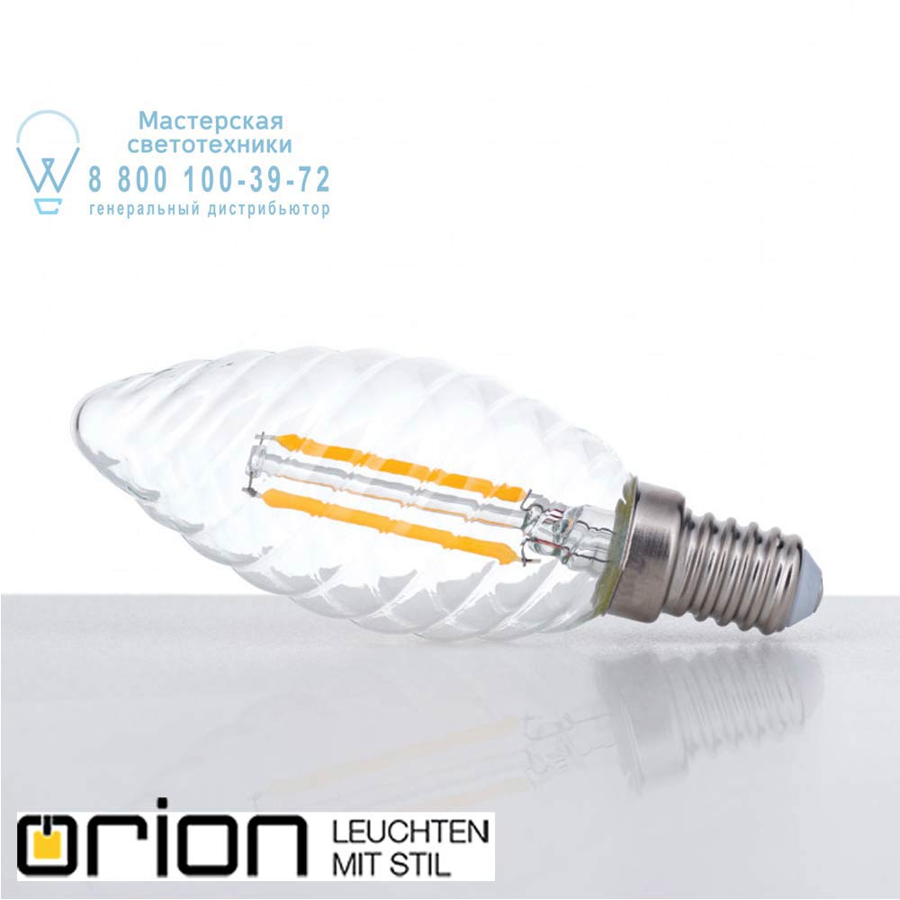 orion leuchten E14/3W klar gedreht LED *FO* E14 LED filament twisted candle, 3W, clear светодиодная лампа