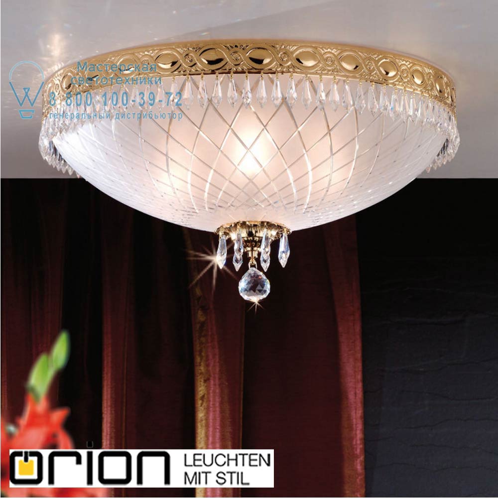 orion leuchten DL 7-489/6/45 gold Empire Crystal Ceiling Light with satin diffused cut glass, 46cm, 24K gold plated потолочный светильник