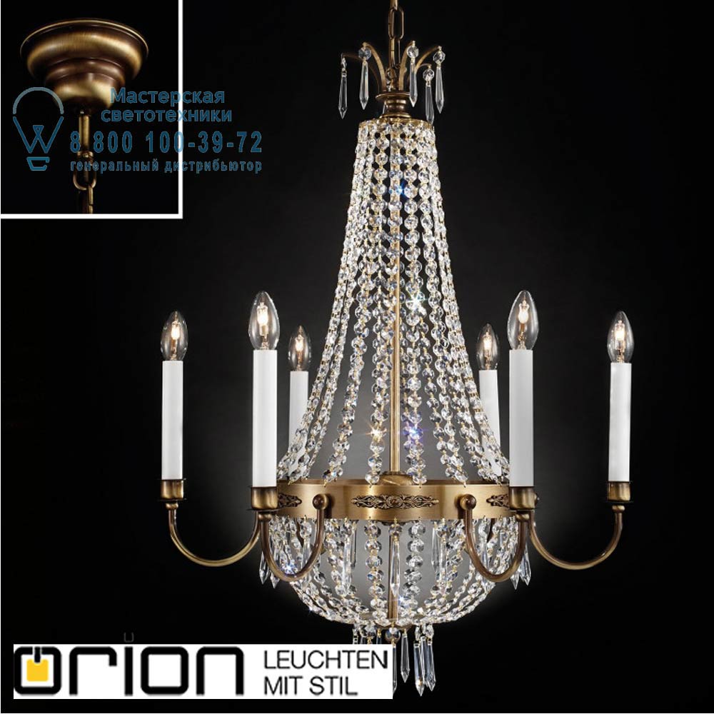 orion leuchten LU 2405/6/62 Patina Empire Crystal Chandelier, dia 62cm, antique brass finish люстра
