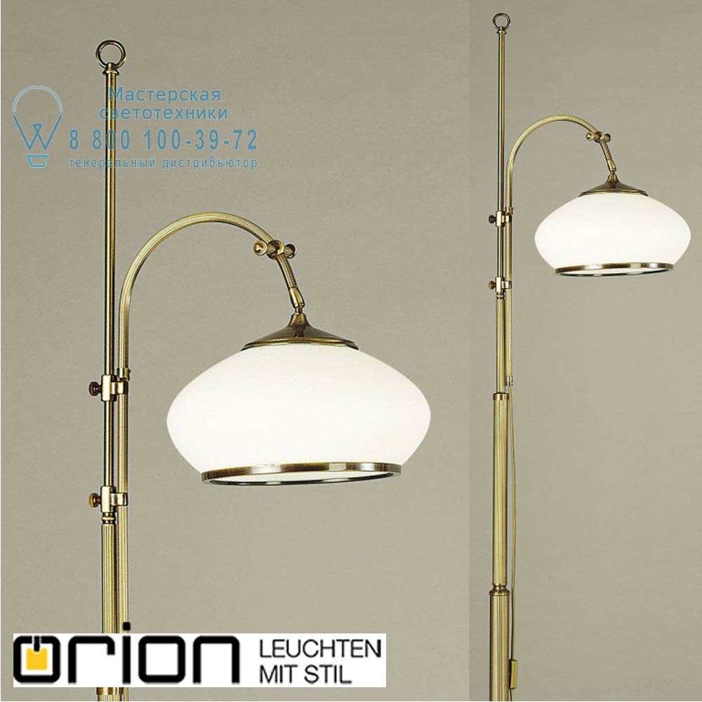 orion leuchten Stl 12-937/1 Patina/386 opal-Patina Empire floor lamp, with adjustable shade, antique brass finish торшер