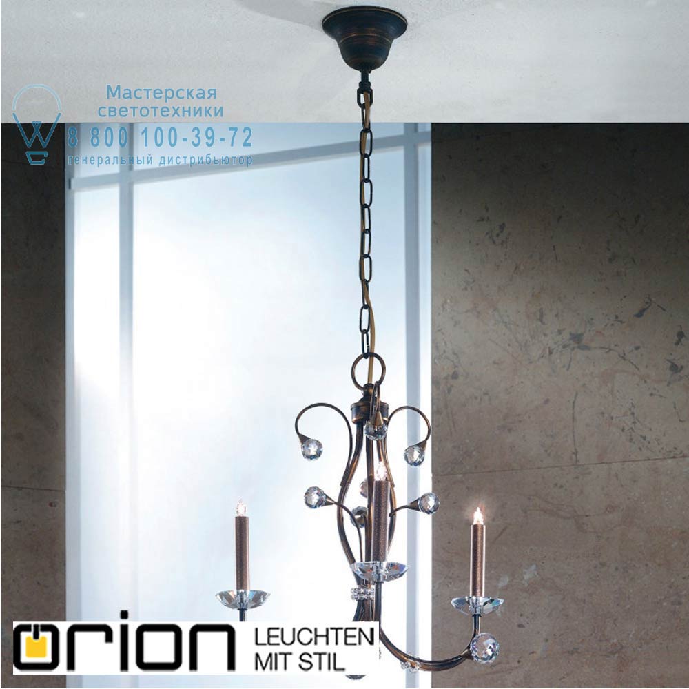 orion leuchten LU 2366/3 Antik Eremitage chandelier, 3 lamps, antique finish люстра