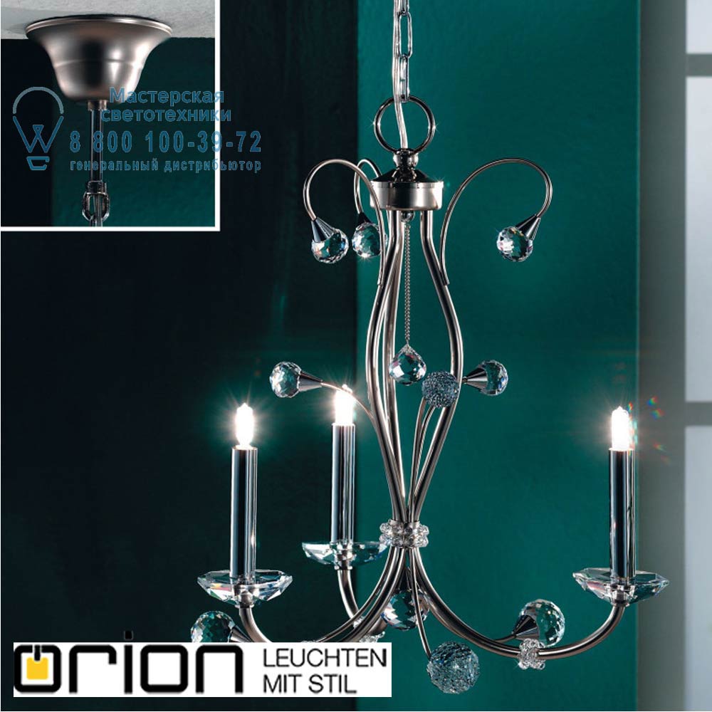 orion leuchten LU 2366/3 satin Eremitage chandelier, 3 lamps, satin chrome люстра