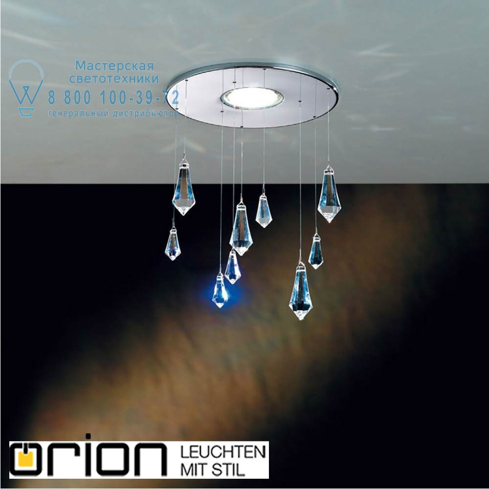 orion leuchten Str 10-393 chrom/EBL Feng Shui Downlight, chrome plated, with crystal drops встраиваемый светильник