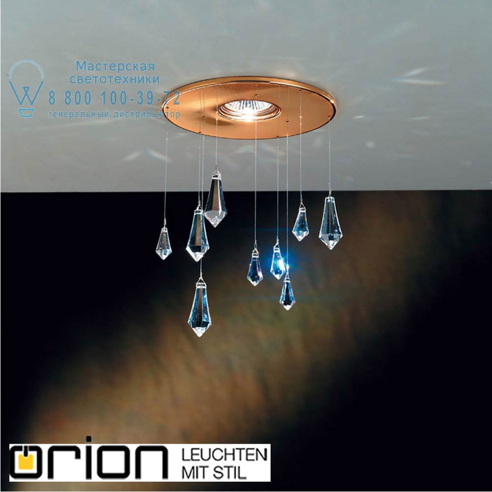 orion leuchten Str 10-393 gold/EBL Feng Shui Downlight, 24K gold plated, with crystal drops встраиваемый светильник