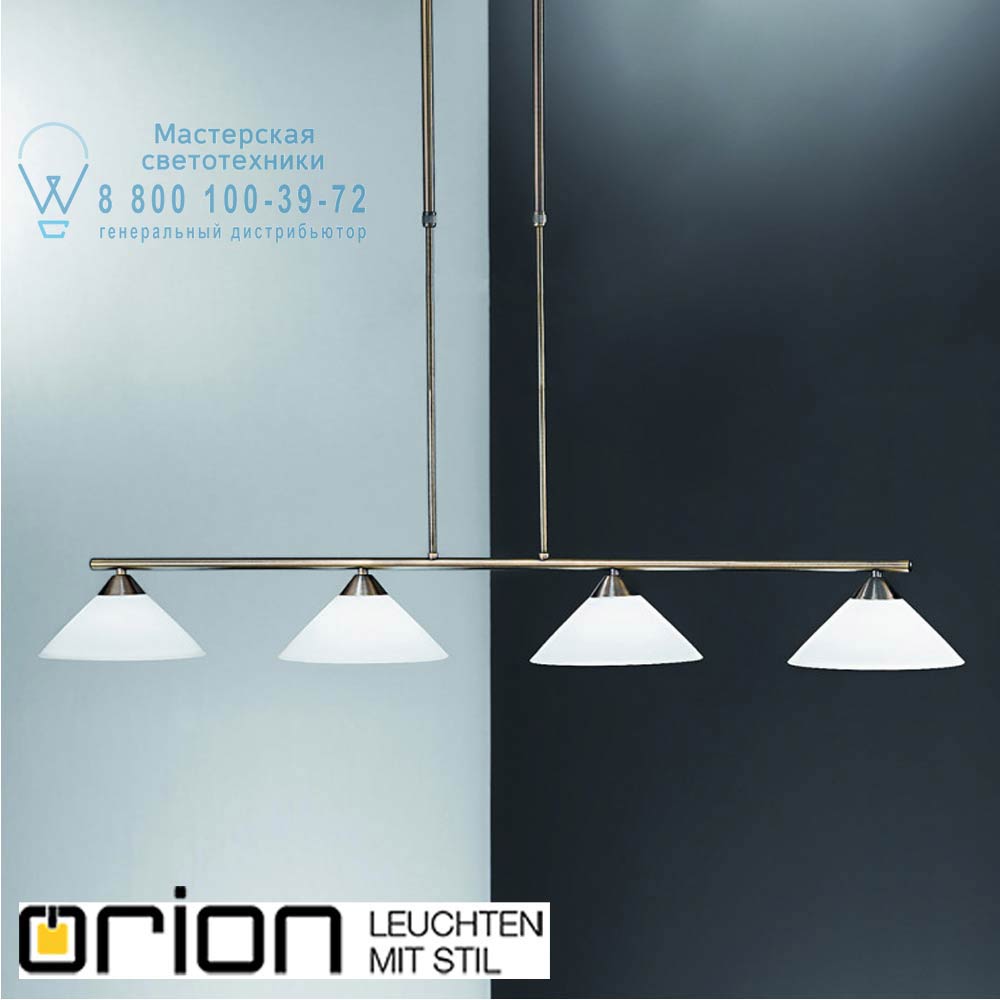 orion leuchten LU 1684/4 Patina Grado Pendant Light, 4 lamps, Antique Brass finish люстра