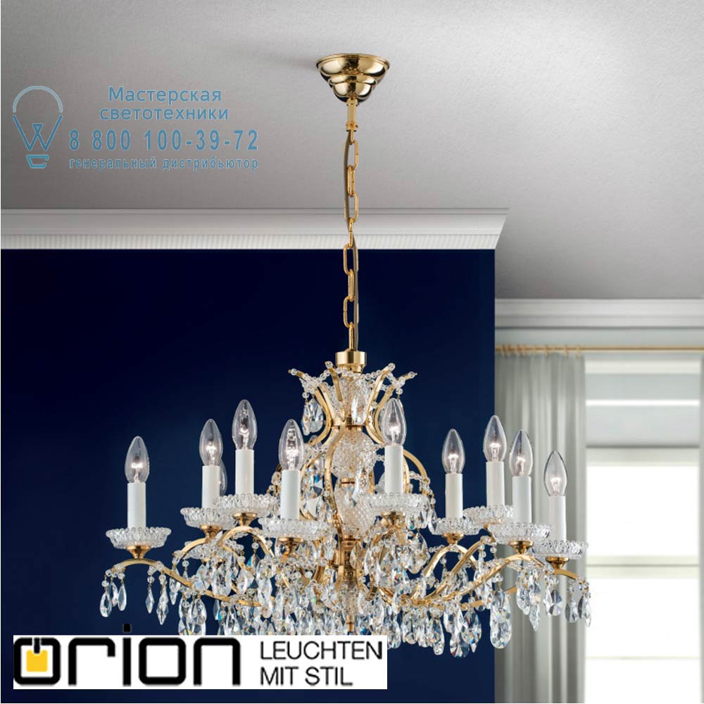 orion leuchten LU 2143/6+6 gold Hirohito crystal chandelier, 6+6 lamps and 24K gold plated люстра