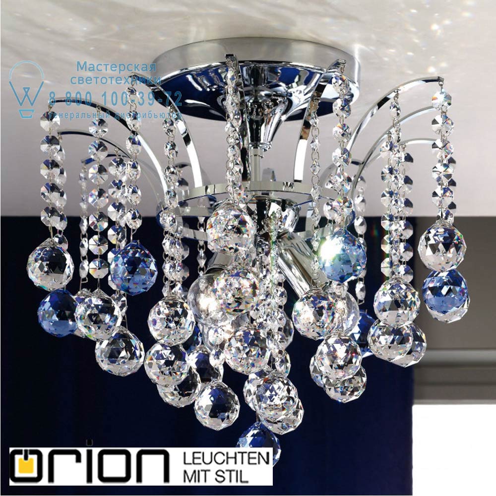 orion leuchten DLU 2324/3/42 chrom/blau KRISTALL KLASSISCH ceiling light, 3 lamps, chrome plated, clear+blue crystal потолочная люстра