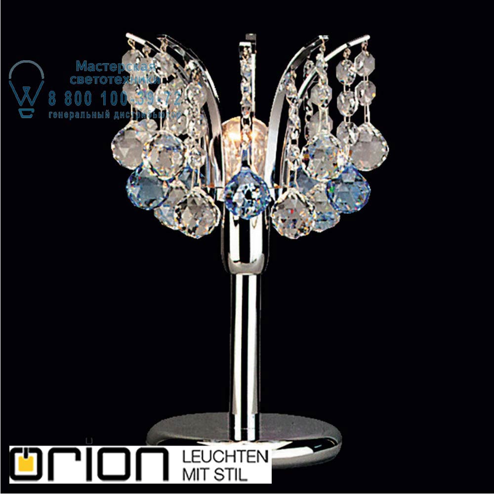 orion leuchten LA 4-913/1 chrom/blau KRISTALL KLASSISCH table lamp, 1 lamp, chrome plated with clear+blue crystal, H28cm настольная лампа