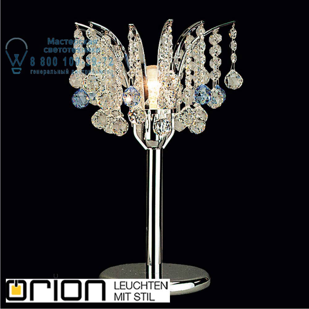 orion leuchten LA 4-914/1 chrom/blau KRISTALL KLASSISCH table lamp, 1 lamp, chrome plated with clear+blue crystal, H45cm настольная лампа