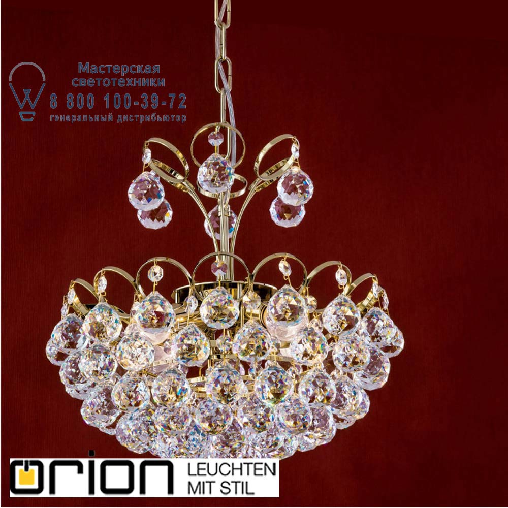 orion leuchten LU 2410/4/40 gold KRISTALL KLASSISCH chandelier, 4 lamps, 24K gold plated with crystal balls люстра