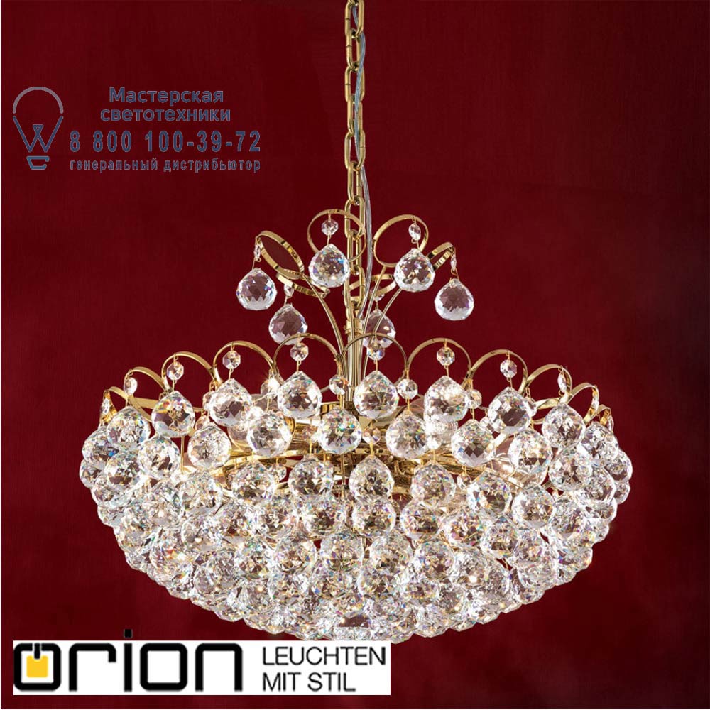 orion leuchten LU 2410/6/55 gold KRISTALL KLASSISCH chandelier, 6 lamps, 24K gold plated with crystal balls люстра
