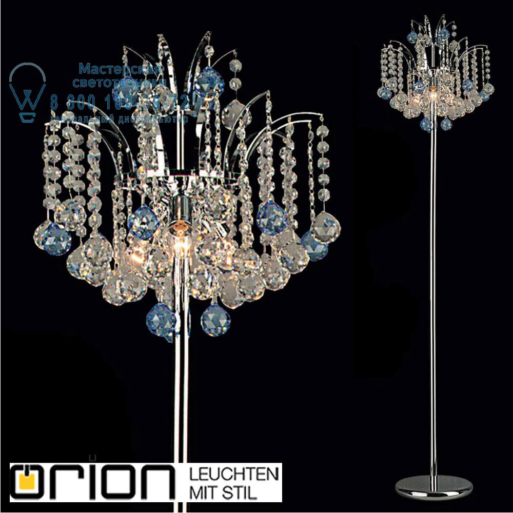 orion leuchten Stl 12-997/3 chrom/blau KRISTALL KLASSISCH floor lamp, 1 lamp, chrome plated with clear+blue crystal торшер