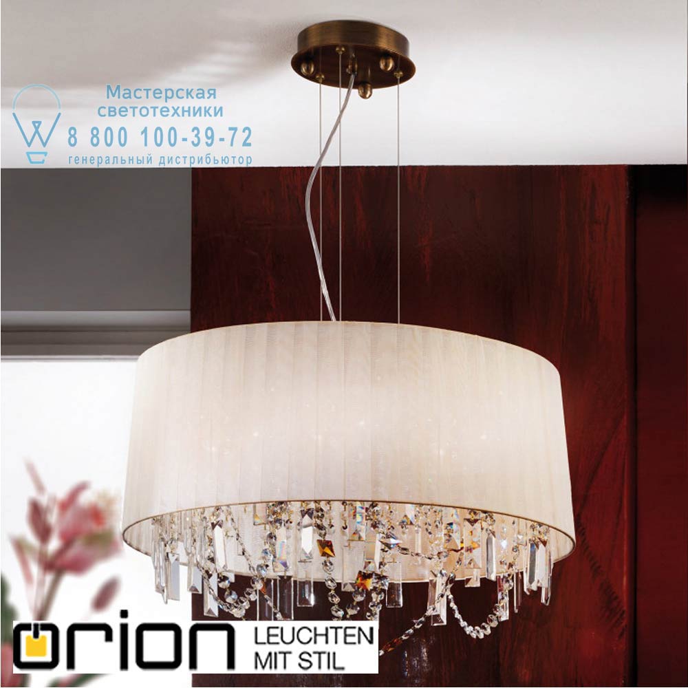 orion leuchten LU 2404/6+1/50 Patina Kristalldesign pendant light in round shape, 50cm, Antique Brass plated люстра