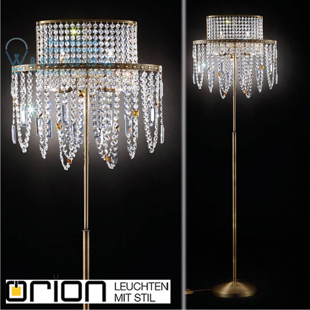 orion leuchten STl 12-1139/4 Patina Kristalldesign Floor Lamp, Antique Brass plated торшер