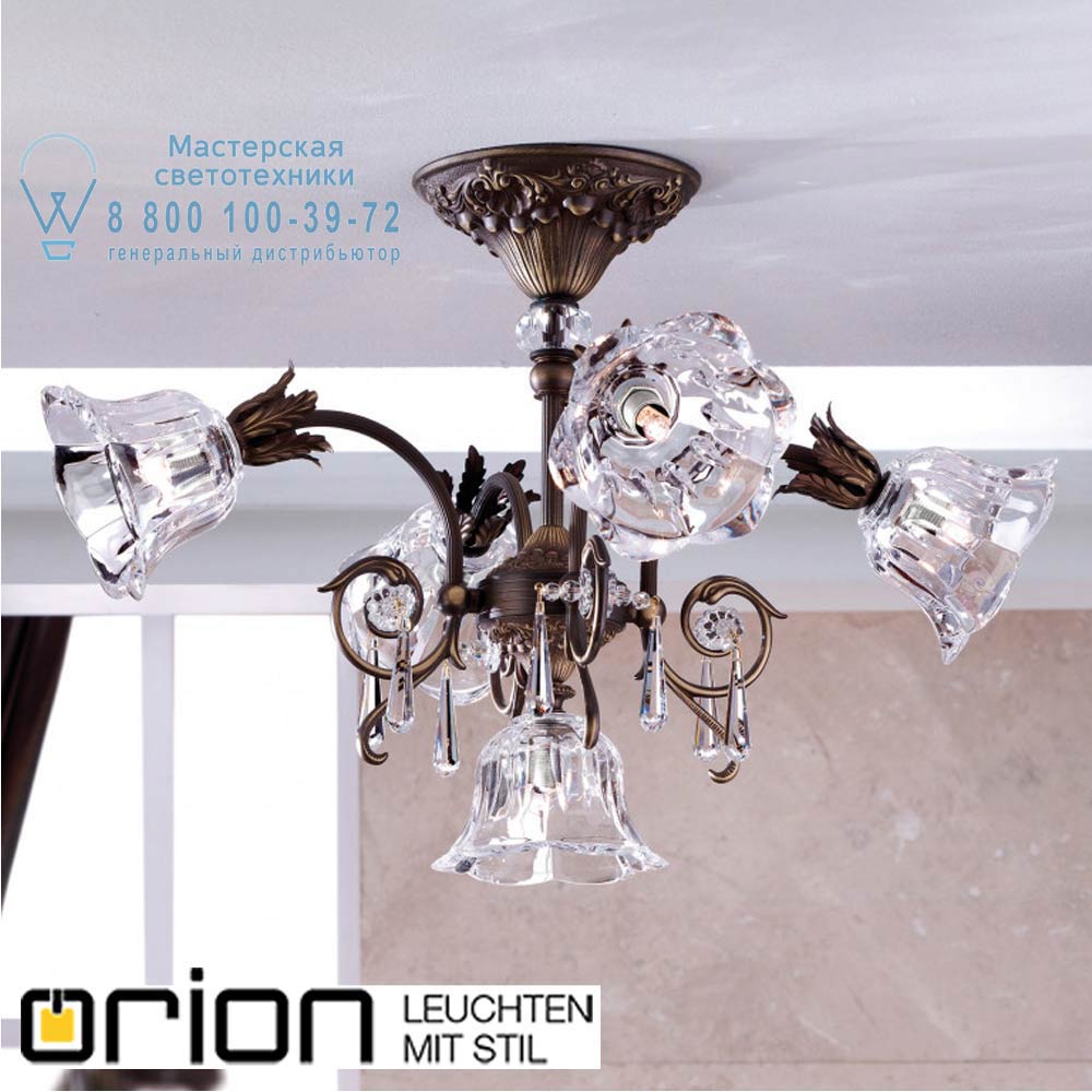 orion leuchten LU 2392/4+1 Altpatina/479 Schliff La Boheme Chandelier, 5 lamps, dark antique brass finish потолочная люстра