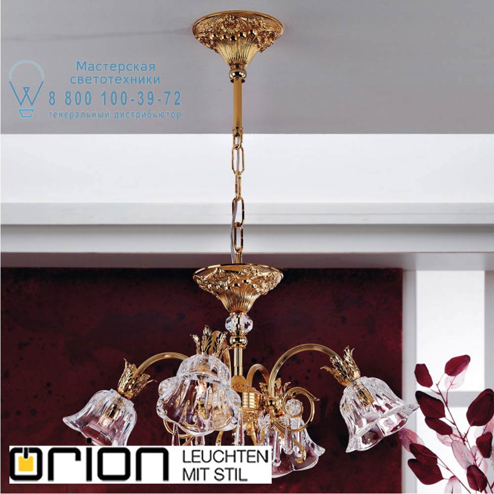 orion leuchten LU 2392/4 gold/479 Schliff La Boheme Chandelier, 4 lamps, 24K gold plated потолочная люстра
