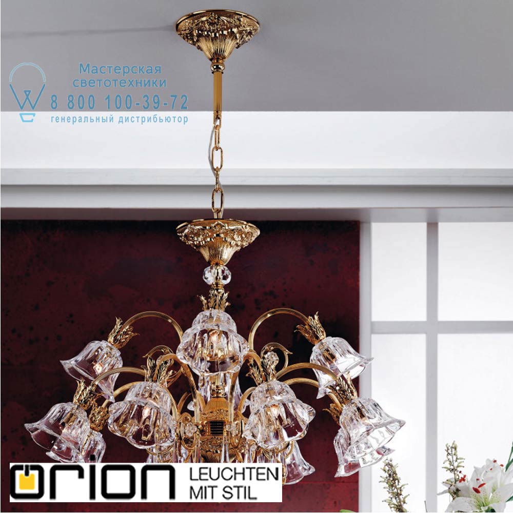 orion leuchten LU 2392/8+4 gold/479 Schliff La Boheme Chandelier, 12 lamps, 24K gold plated потолочная люстра