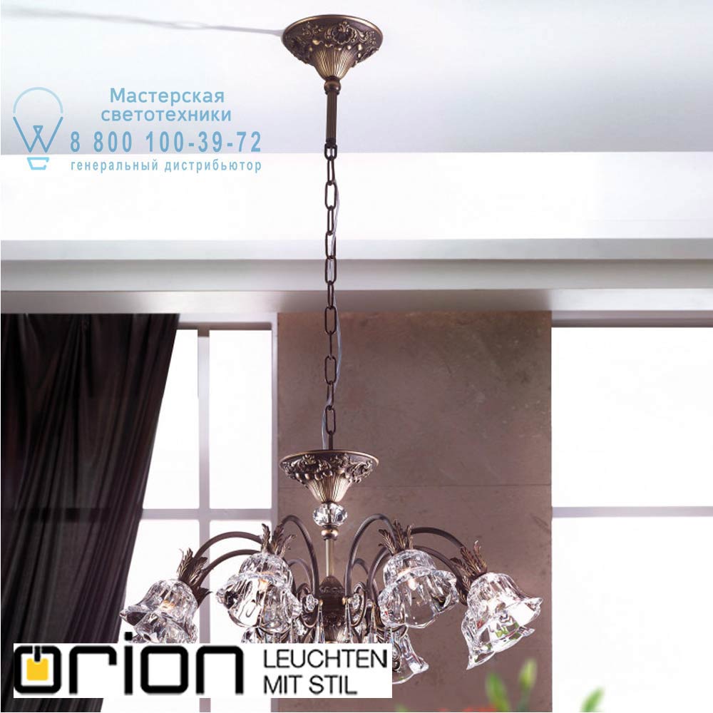 orion leuchten LU 2392/8 Altpatina/479 Schliff La Boheme Chandelier, 8 lamps, dark antique brass finish люстра