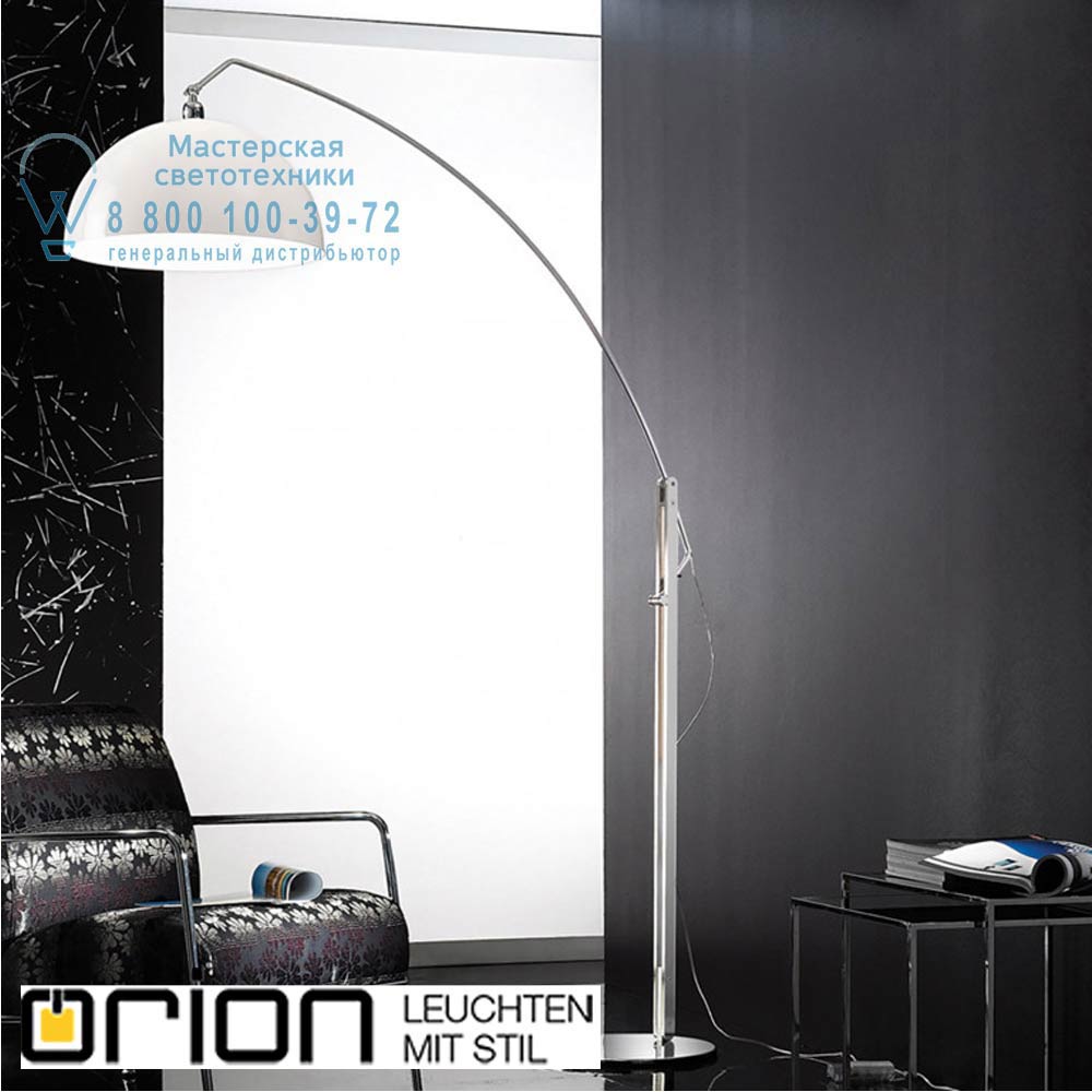 orion leuchten Stl 12-1130/1 satin Laisa Floor Lamp, satin chrome finish with white shade торшер