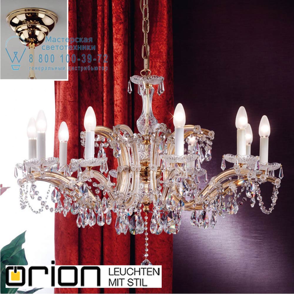 orion leuchten LU 2215/10 MT-gold/A Maria Theresia crystal chandelier, 10 lamps, 24K gold plated люстра