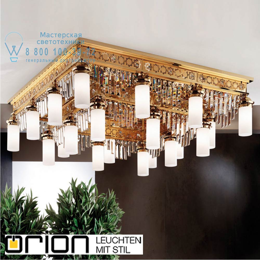orion leuchten DLU 1705/12+8 gold/Prisma klar ORIONtal ceiling light, 12+8 lampholders, 24K gold plated & clear crystal prisms потолочная люстра