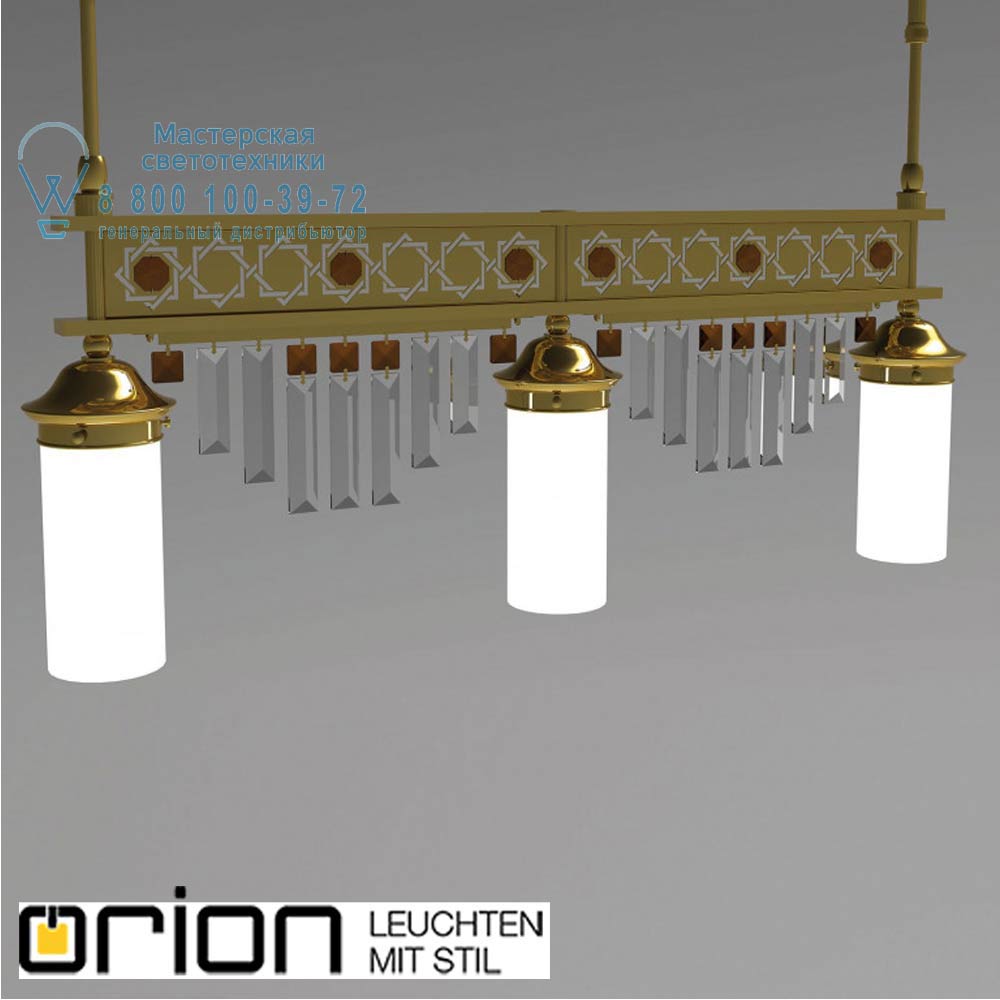 orion leuchten HL 6-1553/3 gold/Prisma rot ORIONtal pendant light, 3 lampholders, 34K gold plated & red crystal prisms подвесной светильник