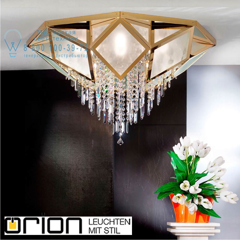 orion leuchten DLU 2376/16/95 gold Oktogon crystal ceiling light, 95cm, 24K gold plated потолочный светильник