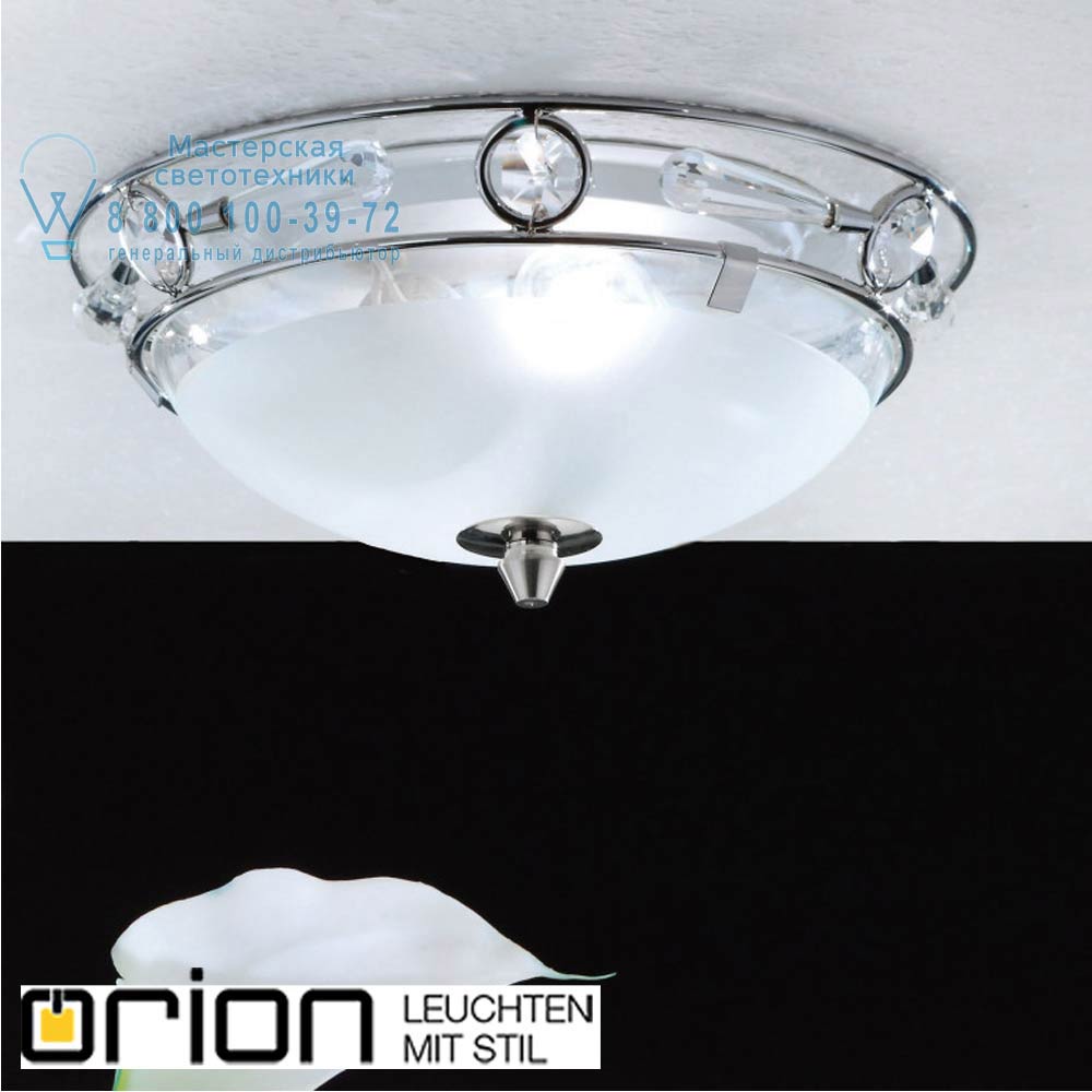 orion leuchten DL 7-480/25 satin/462 klar-matt Opaldesign ceiling light, 25cm, satin chrome with frosted glass & crystal decor светильник