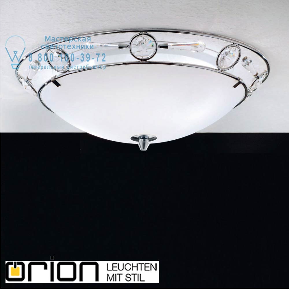 orion leuchten DL 7-480/38 satin/464 opal-matt Opaldesign ceiling light, 38cm, satin chrome with opal glass & crystal decor светильник