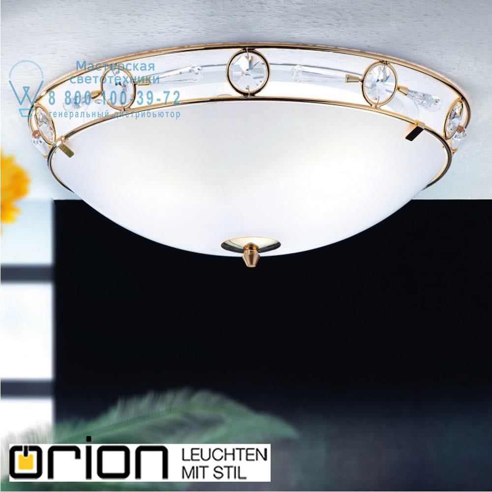 orion leuchten DL 7-480/45 gold-matt/465 opal-matt Opaldesign ceiling light, 45cm, brushed gold with opal glass & crystal decor потолочный светильник