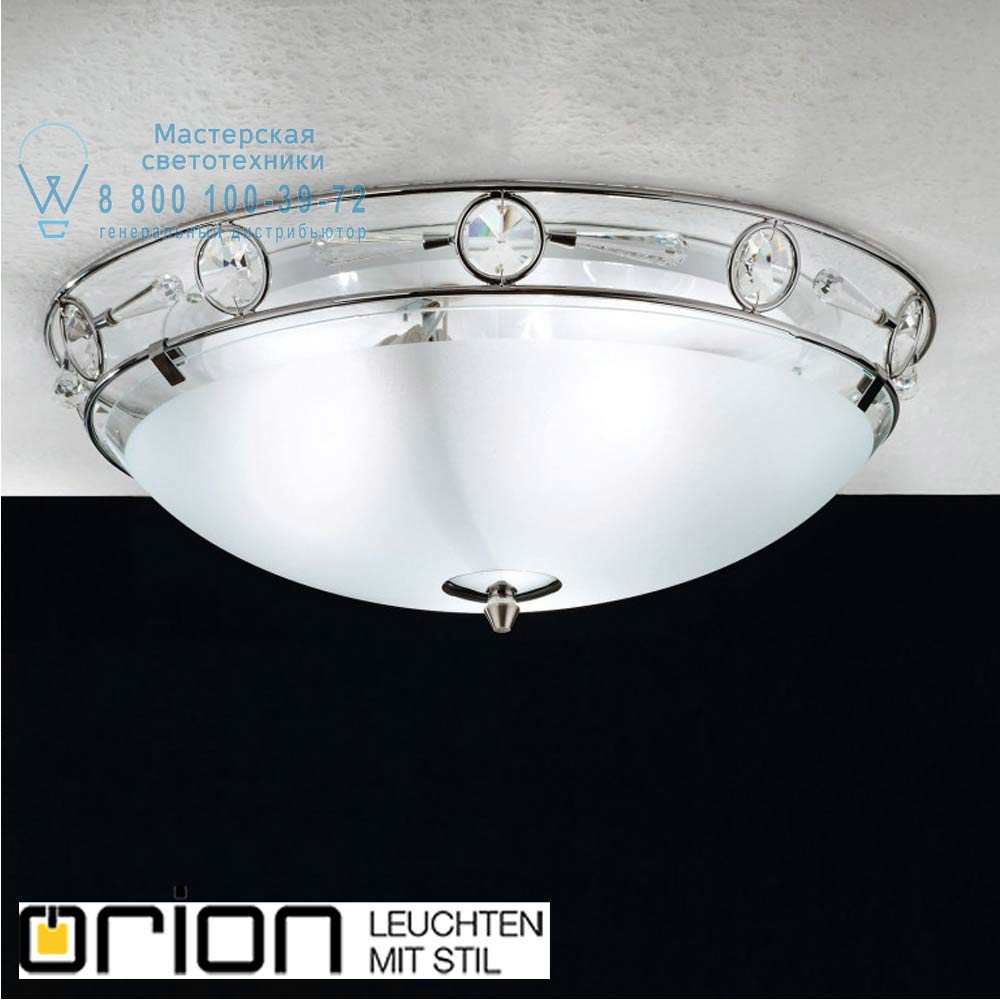 orion leuchten DL 7-480/45 satin/465 klar-matt Opaldesign ceiling light, 45cm, satin chrome with frosted glass & crystal decor потолочный светильник