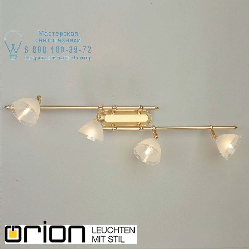 orion leuchten Str 10-348/4 gold-matt/438 klar-matt Opaldesign spotlight, 4 heads, brushed gold finish with frosted glass прожектор