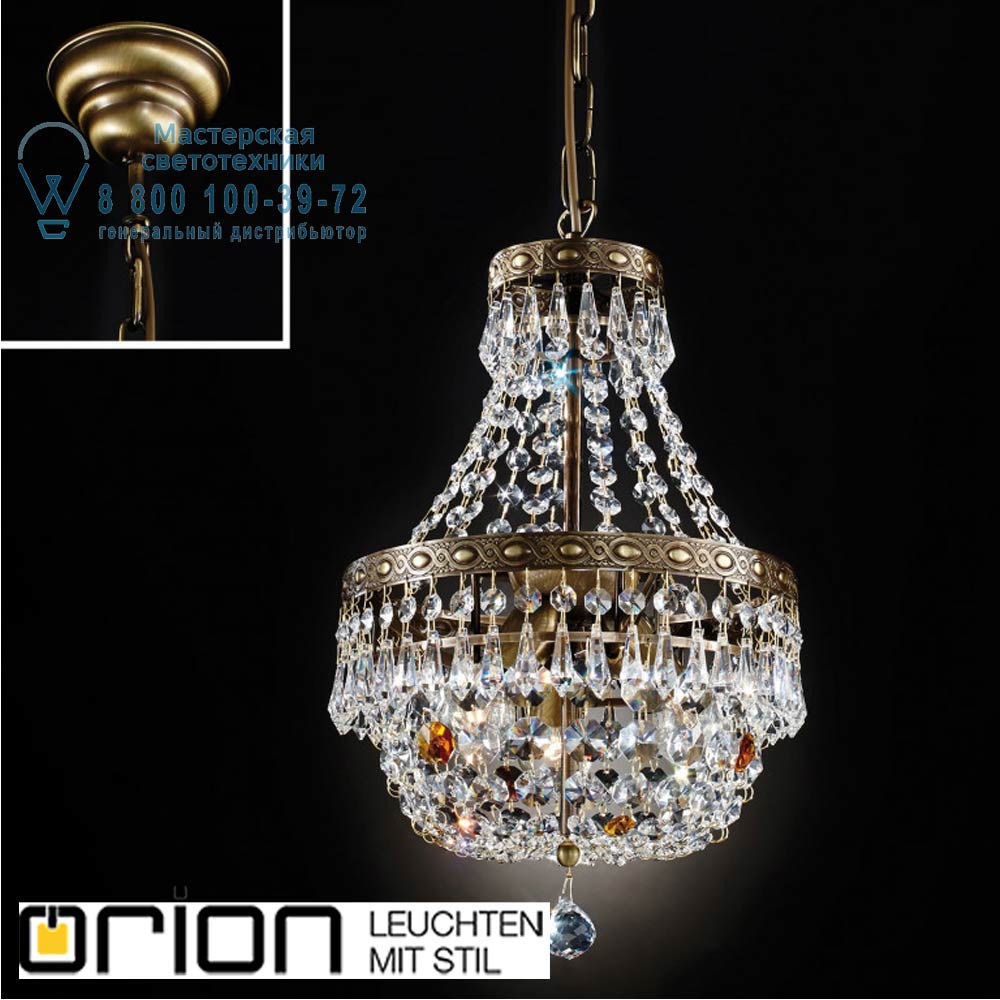 orion leuchten LU 2328/3/25 Patina Sheraton chandelier, 25cm, antique brass finish люстра