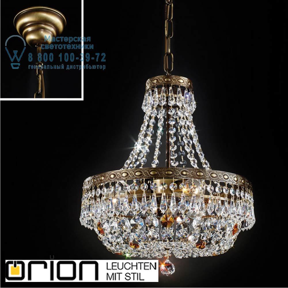 orion leuchten LU 2328/3/35 Patina Sheraton chandelier, 35cm, antique brass finish люстра
